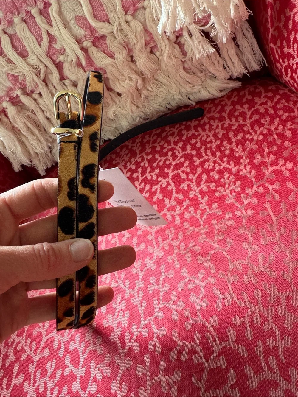 NWT J. Crew Leopard-Print Skinny Belt in Tan, Black and Gold - Picture 7 of 13